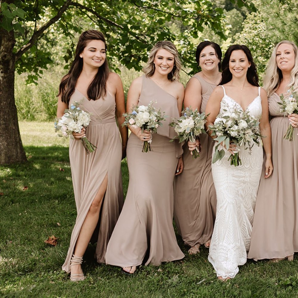 Azazie Nadia Bridesmaid Dress Taupe Size 4
